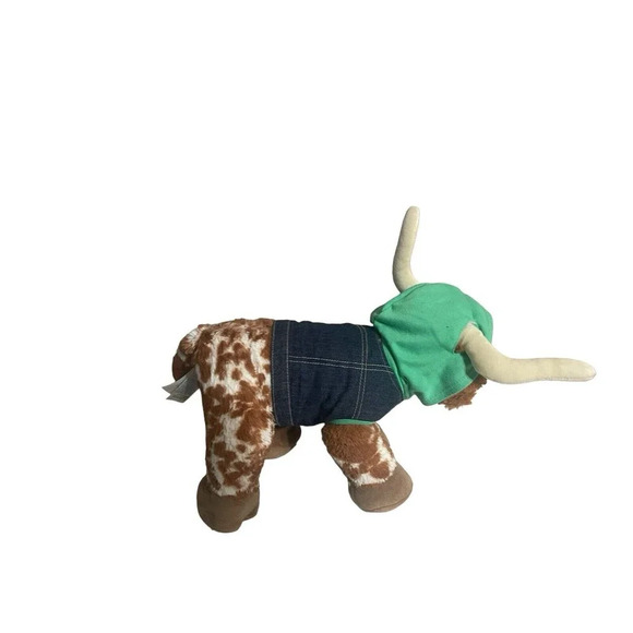 Build A Bear Longhorn Cow Brown & White Spotted Bull Plush With Outfit - Picture 3 of 13